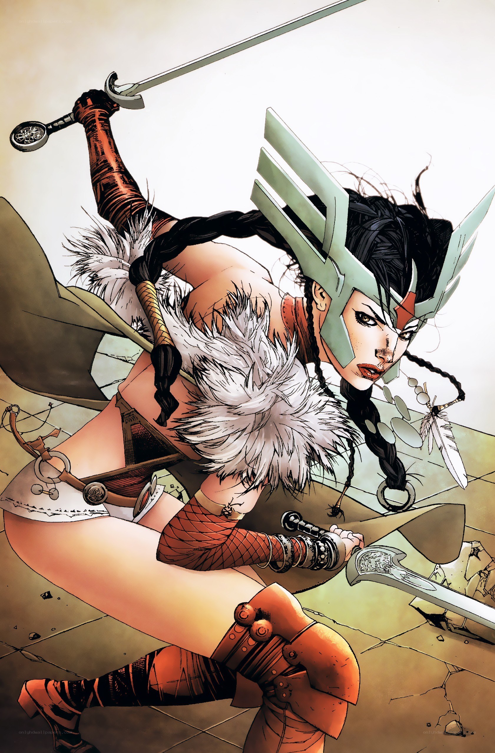 female warrior in combat