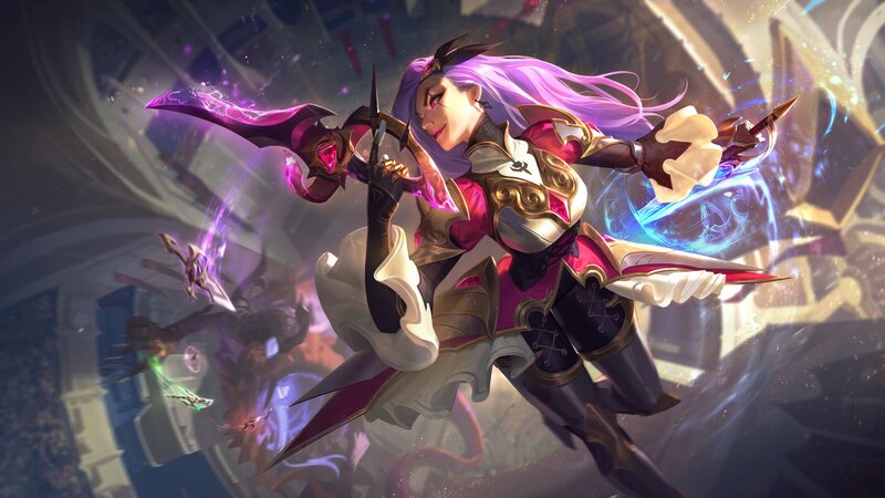 Female Warrior in Combat — Purple, Dramatic, Digital Art, Sword, Magic