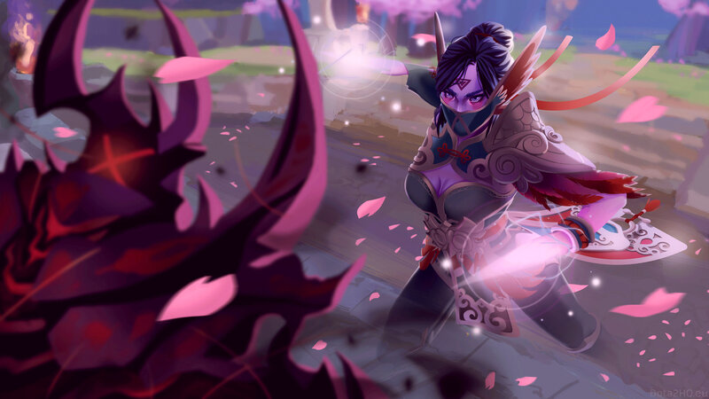 Female Warrior in Combat — Purple, Dramatic, Spring