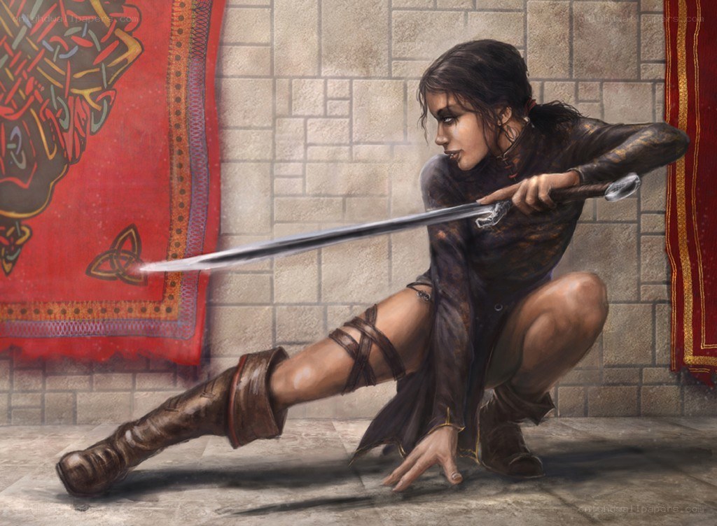 female warrior in combat stance