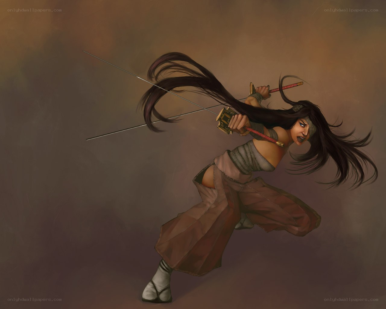 female warrior in combat