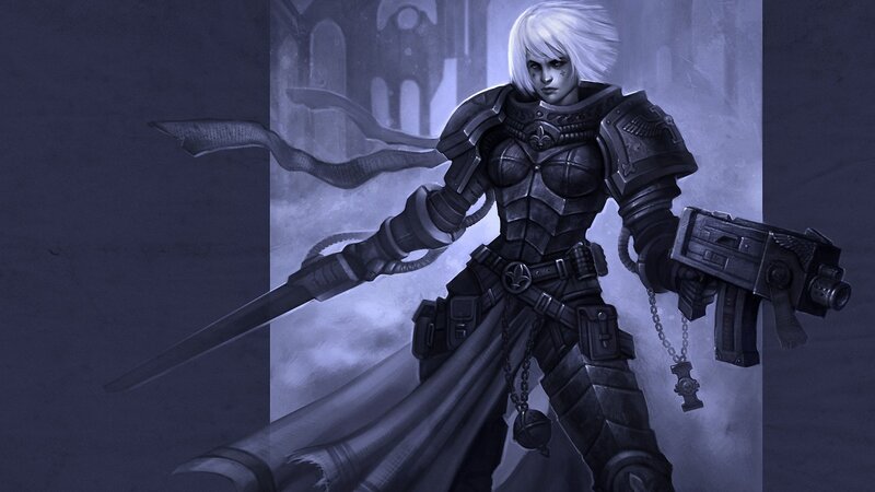 female warrior in dark armor