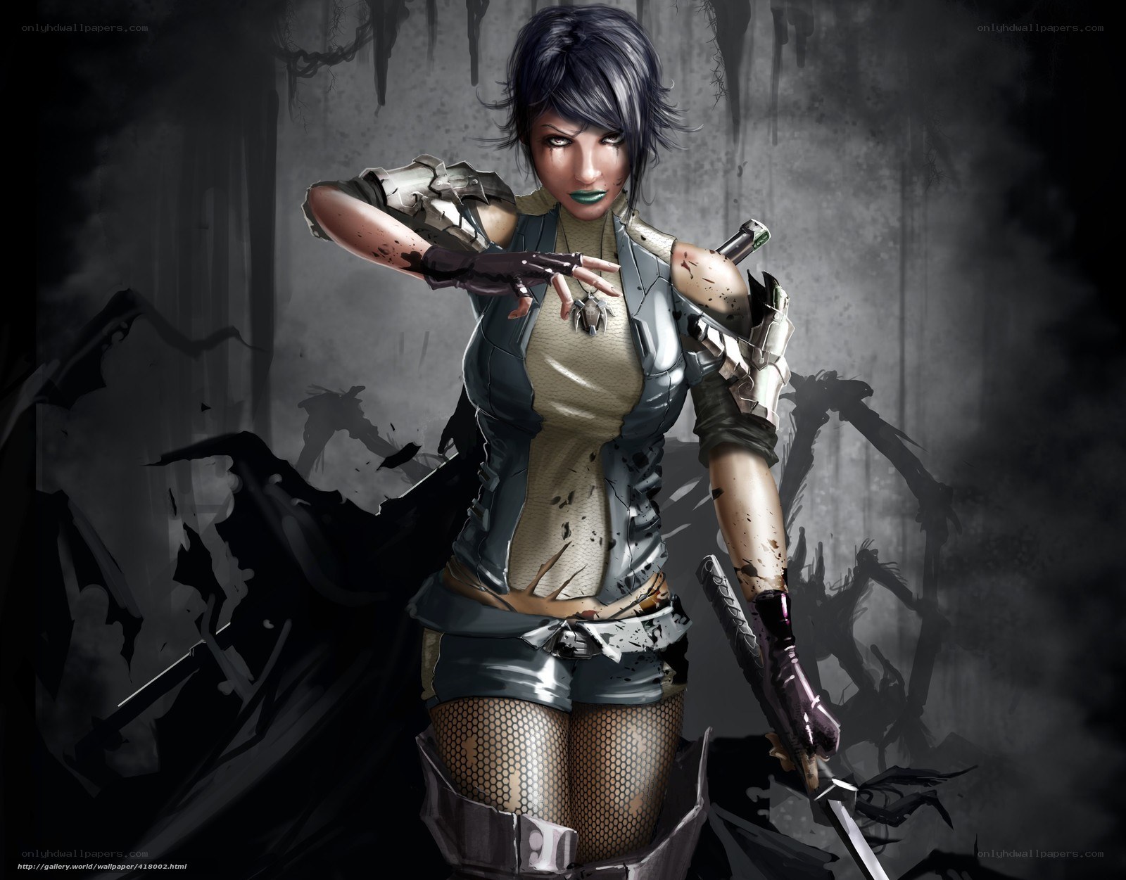 female warrior in dark armor