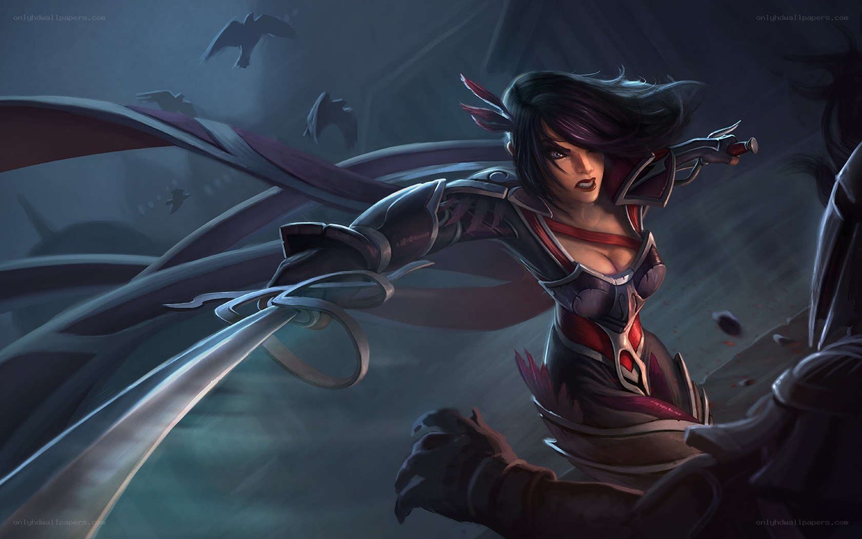female warrior in dark armor