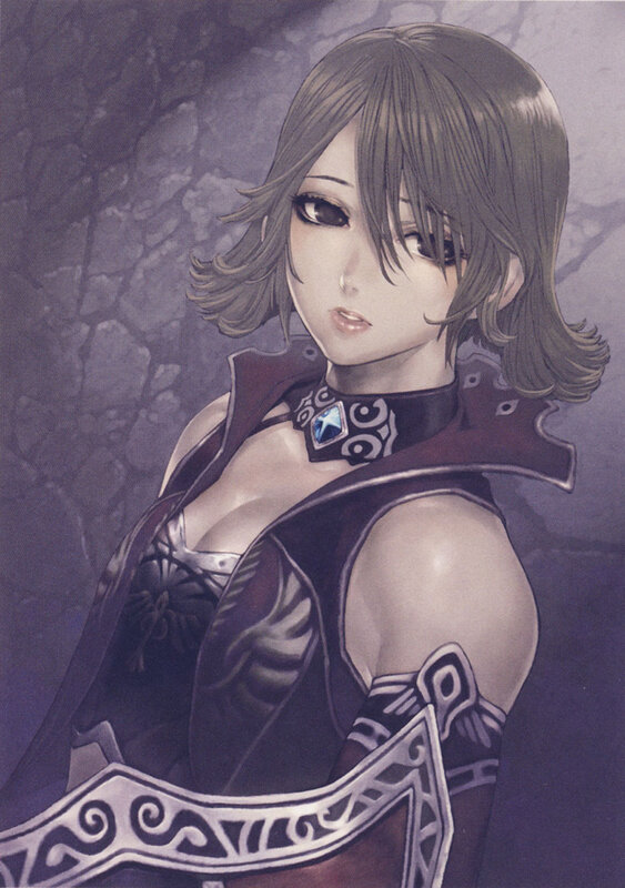 female warrior in dark armor