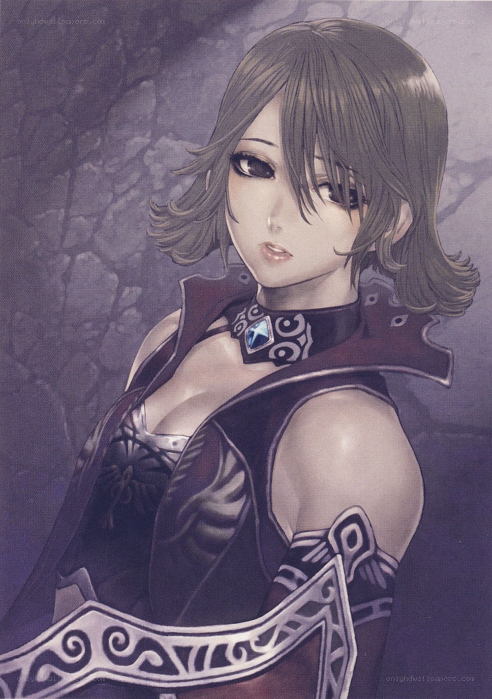 female warrior in dark armor