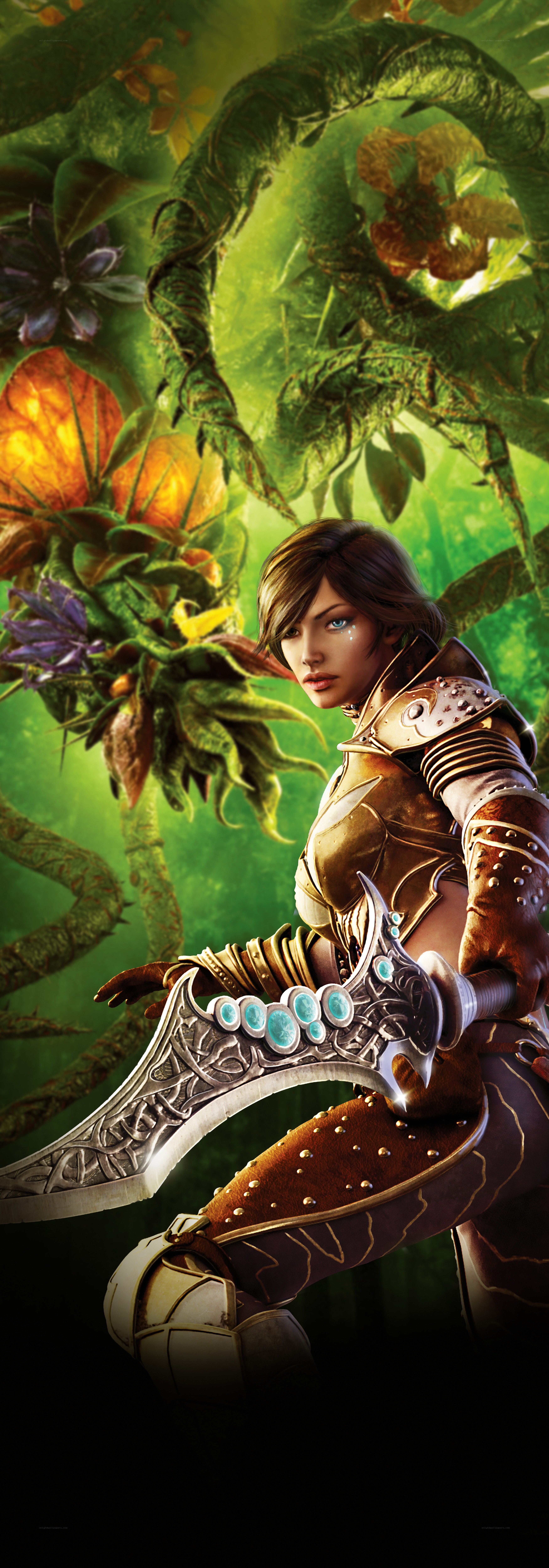 female warrior in enchanted forest