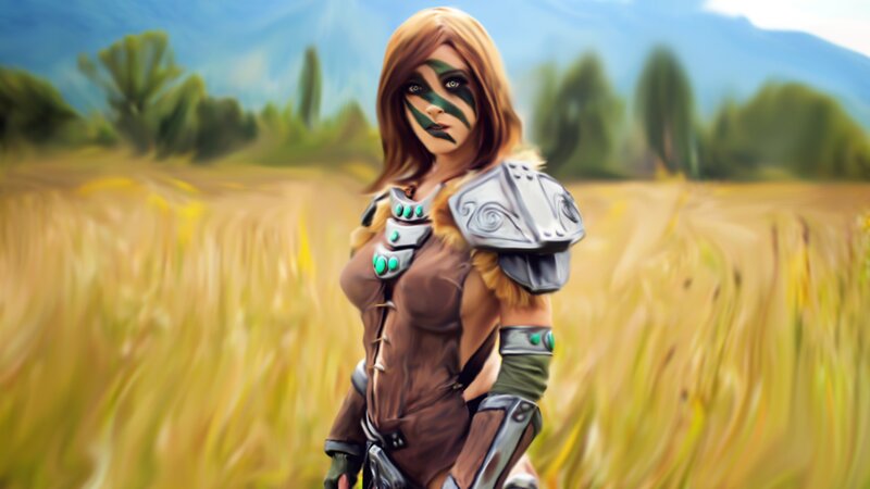 Female Warrior in Field — Brown