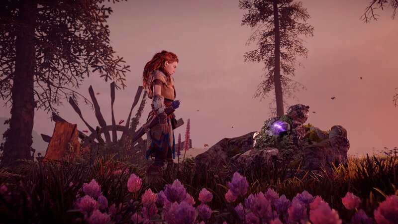 Female Warrior in Field — Purple