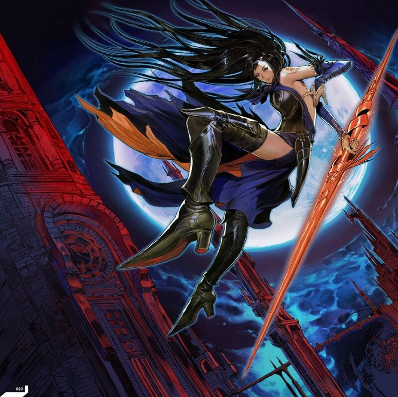 Female Warrior in Flight — Blue, Dramatic