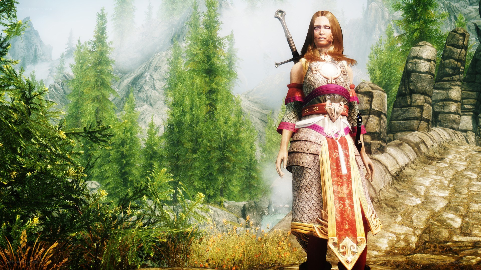 female warrior in forest