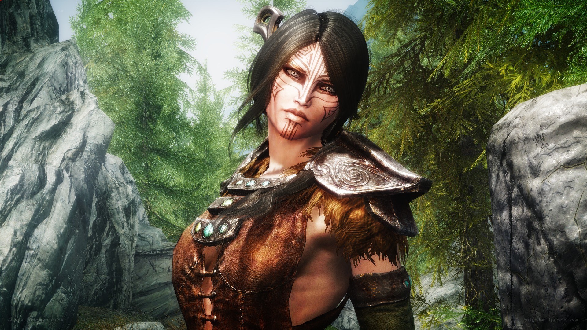 female warrior in forest
