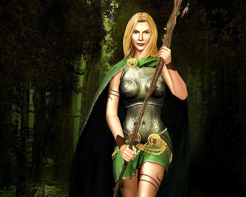 female warrior in forest