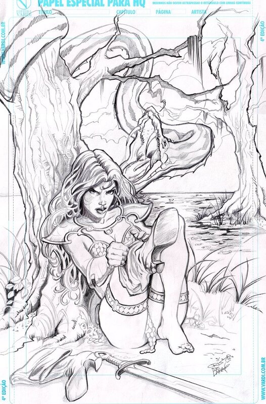 female warrior in forest