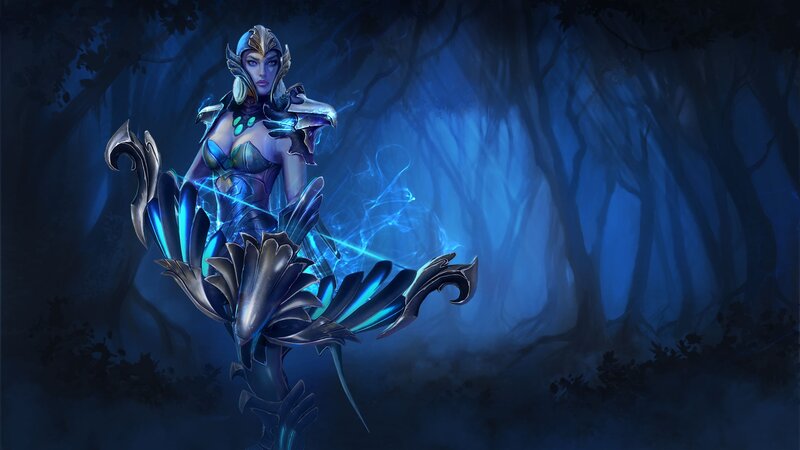 Female Warrior in Forest — Blue, Dramatic, Night, Digital Art, Armor