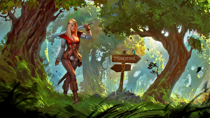Female Warrior in Forest — Green, Serene