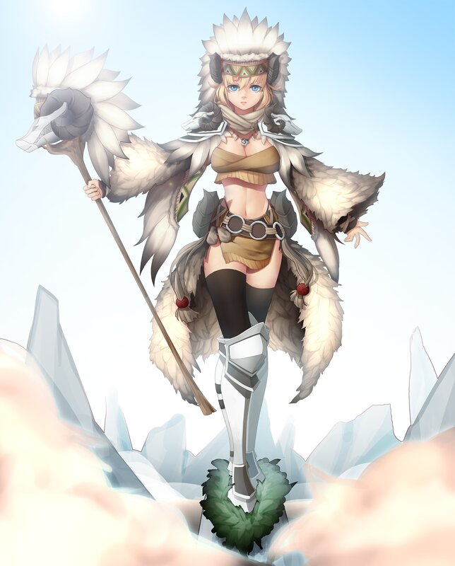 Female Warrior in Fur Armor — White