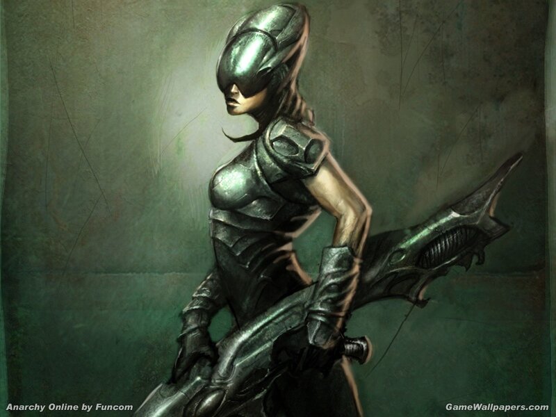female warrior in futuristic armor