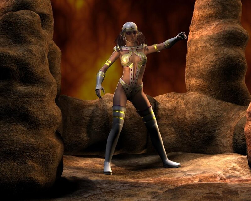female warrior in futuristic armor