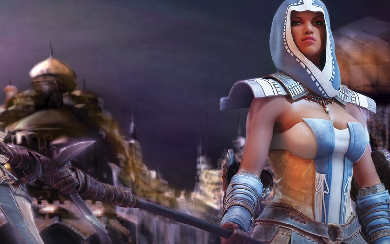 female warrior in futuristic armor