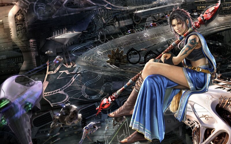 female warrior in futuristic city