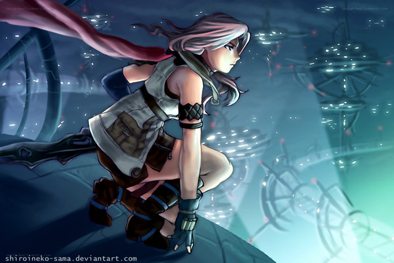 female warrior in futuristic setting