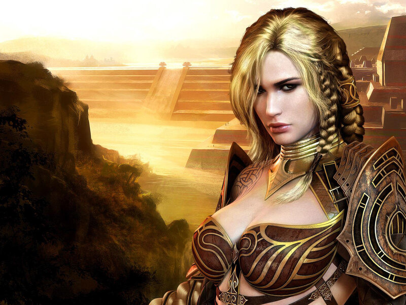 female warrior in golden armor