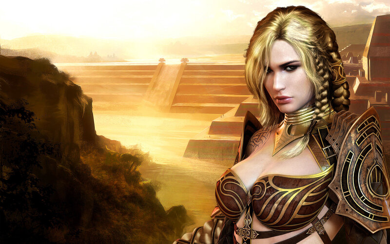 female warrior in golden armor