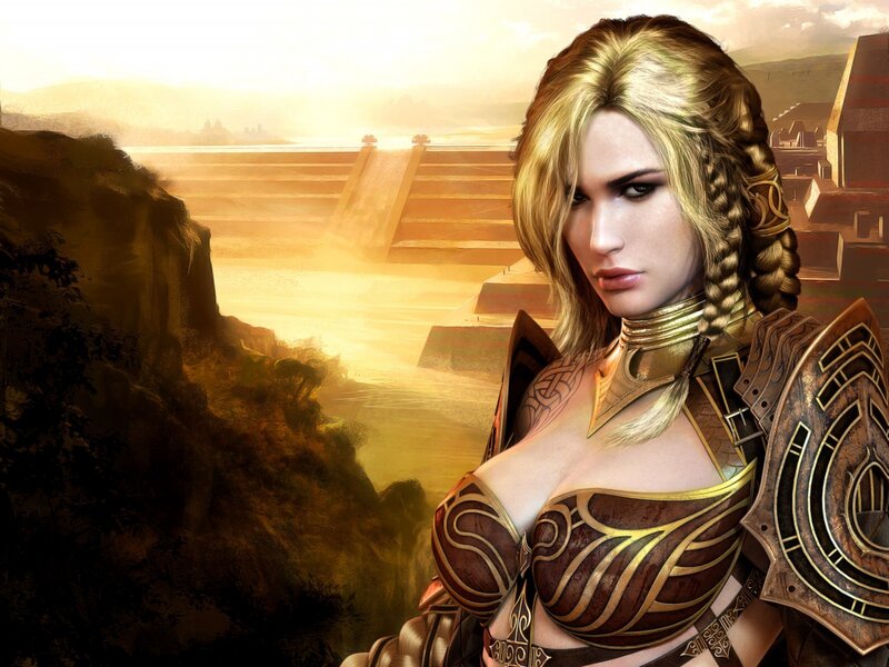 female warrior in golden armor