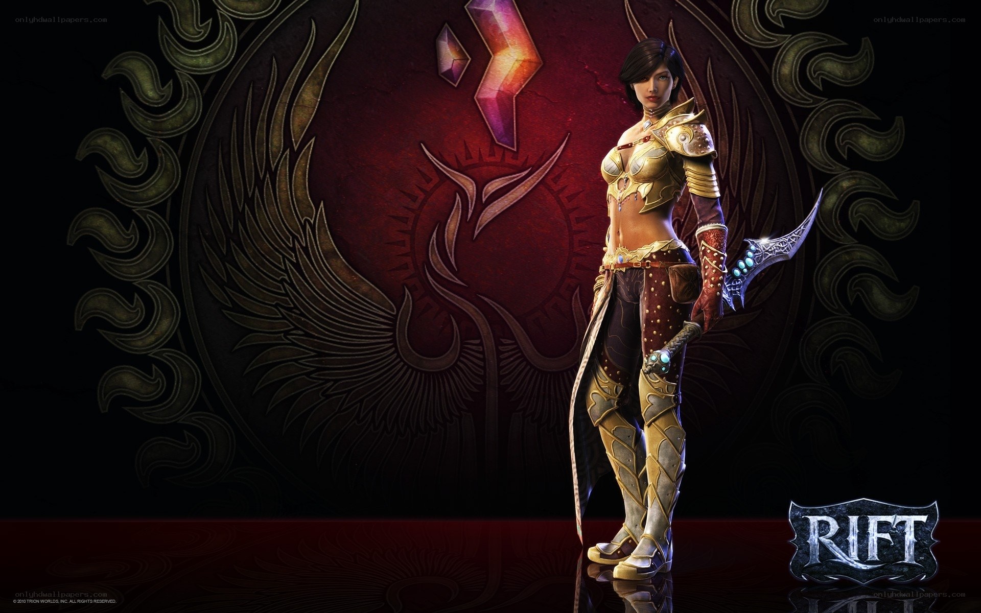 female warrior in golden armor