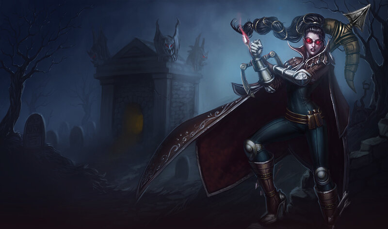 Female Warrior in Graveyard — Dark Blue