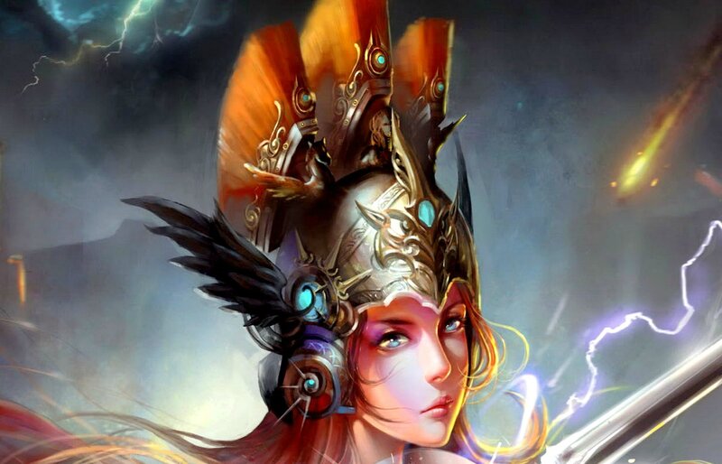 Female Warrior in Helmet
