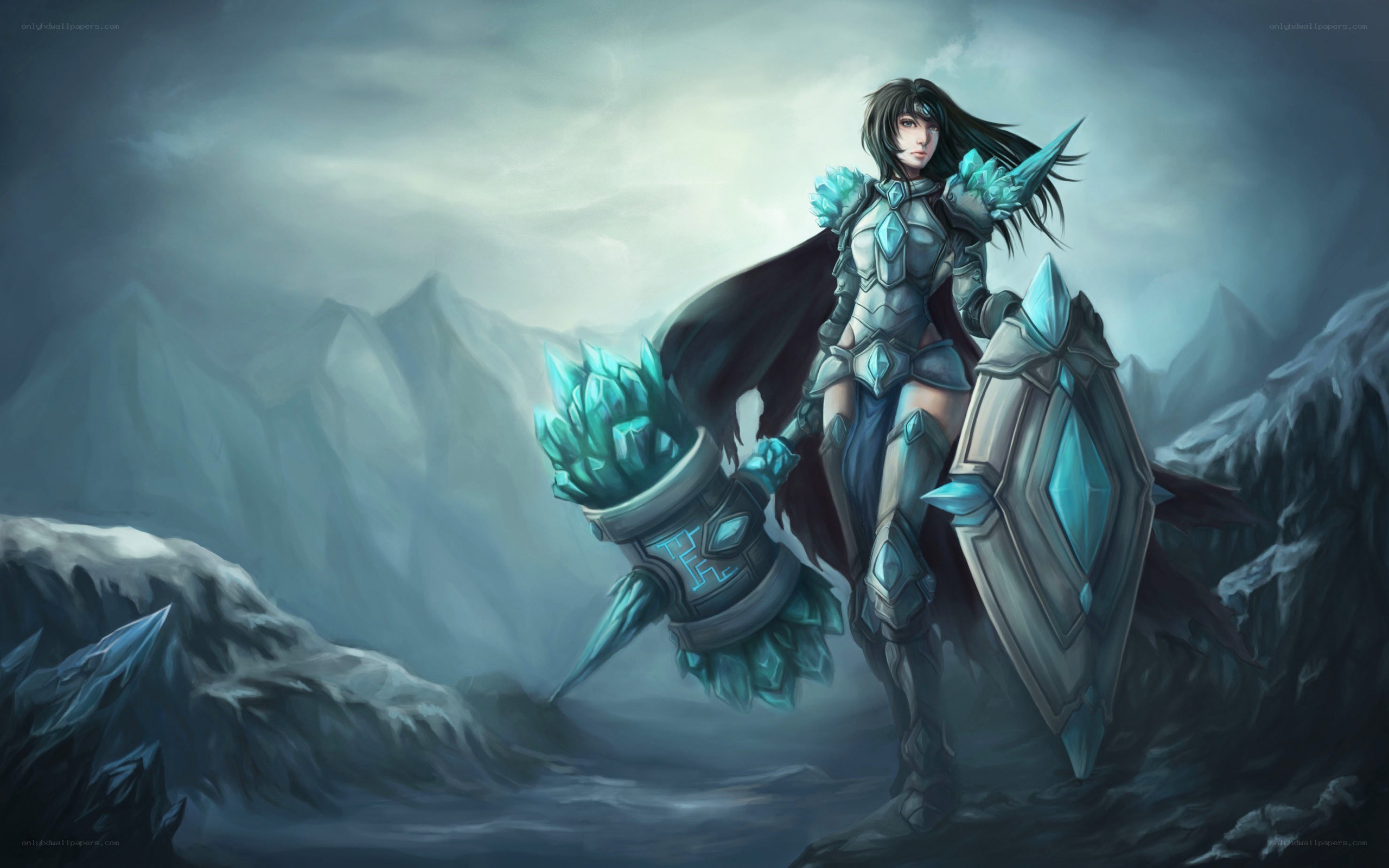 female warrior in icy armor