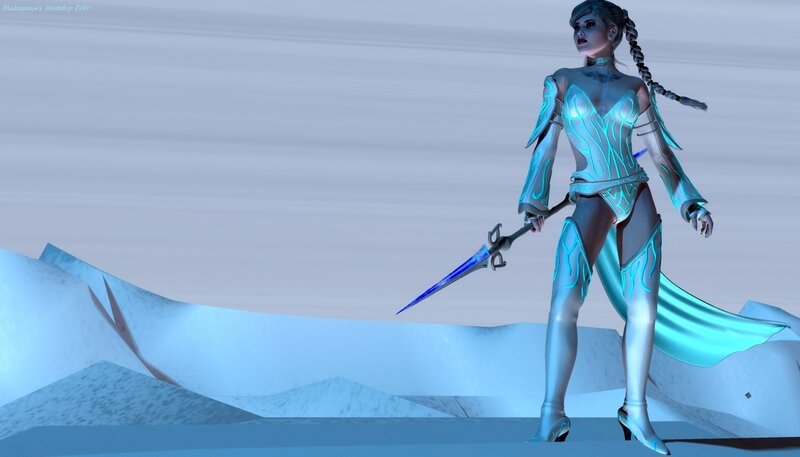 female warrior in icy armor