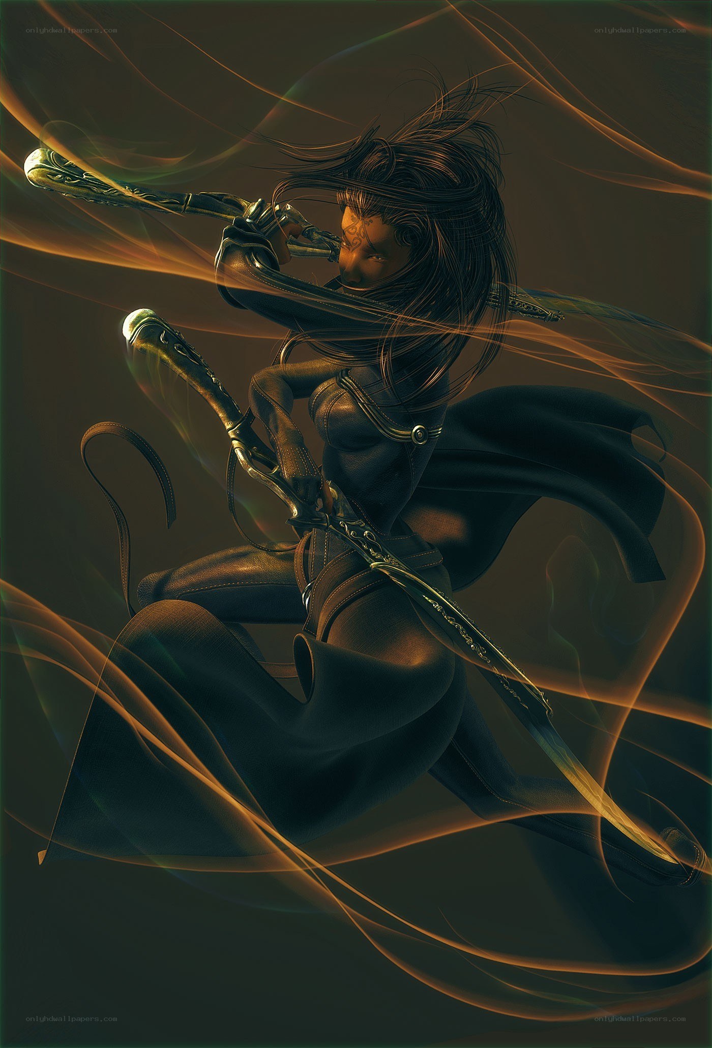 female warrior in motion