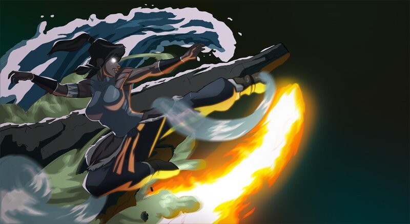 Female Warrior in Motion — Black, Dramatic