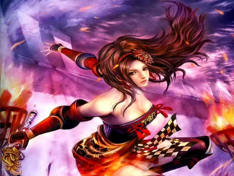 Female Warrior in Motion — Purple