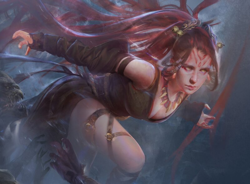 Female Warrior in Motion — Red