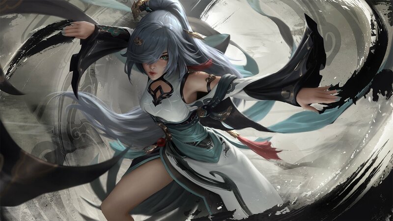 Female Warrior in Motion — White, Dramatic