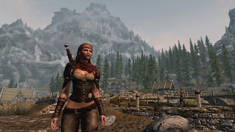 female warrior in mountain village