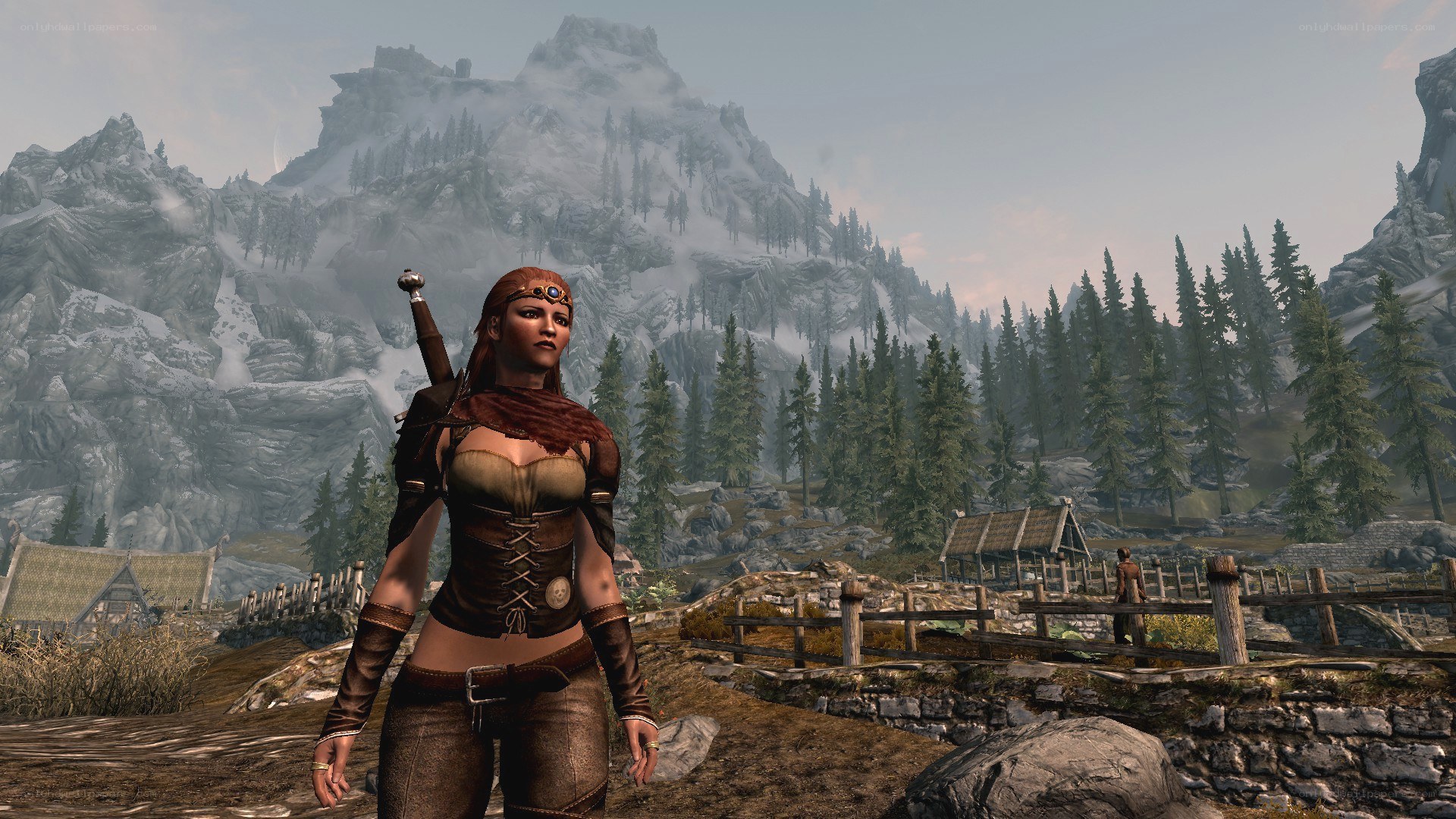 female warrior in mountain village