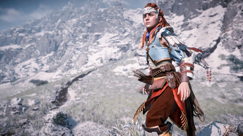 Female Warrior in Mountains — Blue