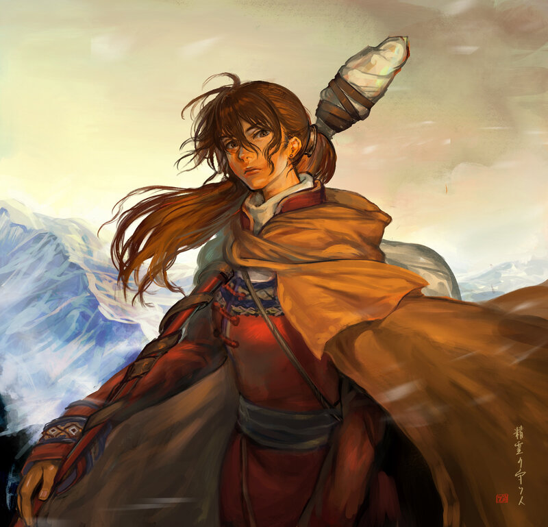 Female Warrior in Mountains