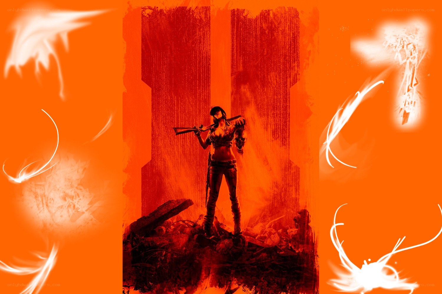 female warrior in orange