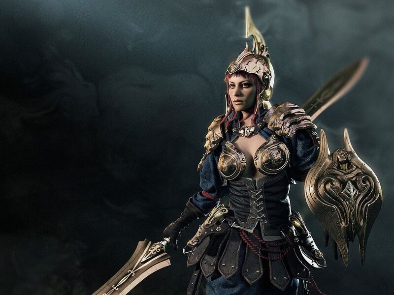 female warrior in ornate armor