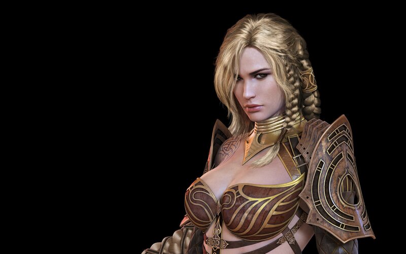 female warrior in ornate armor