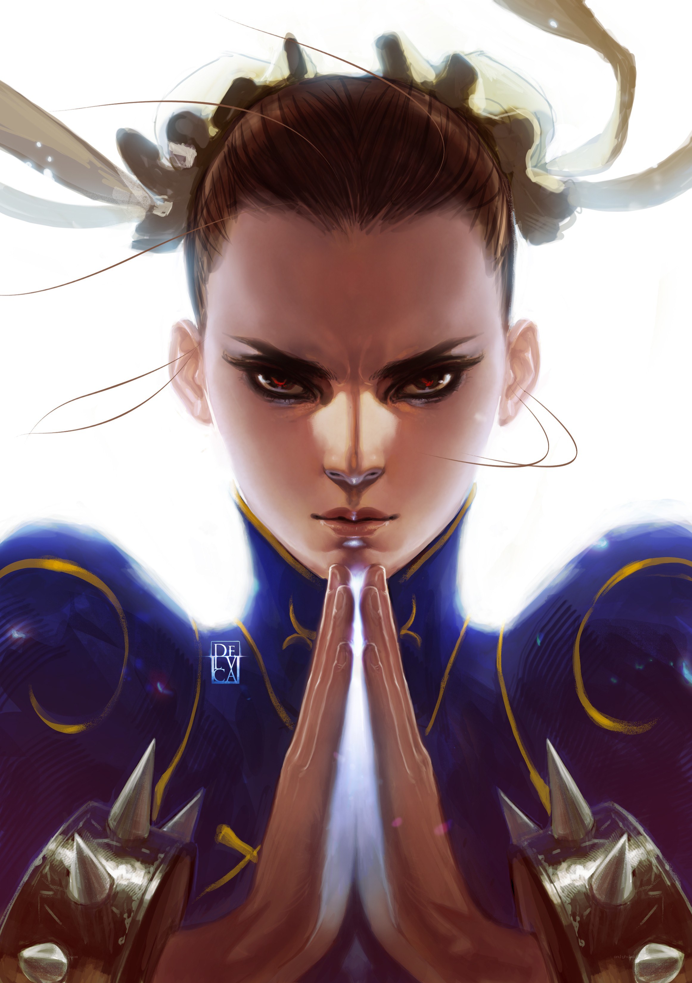 female warrior in prayer
