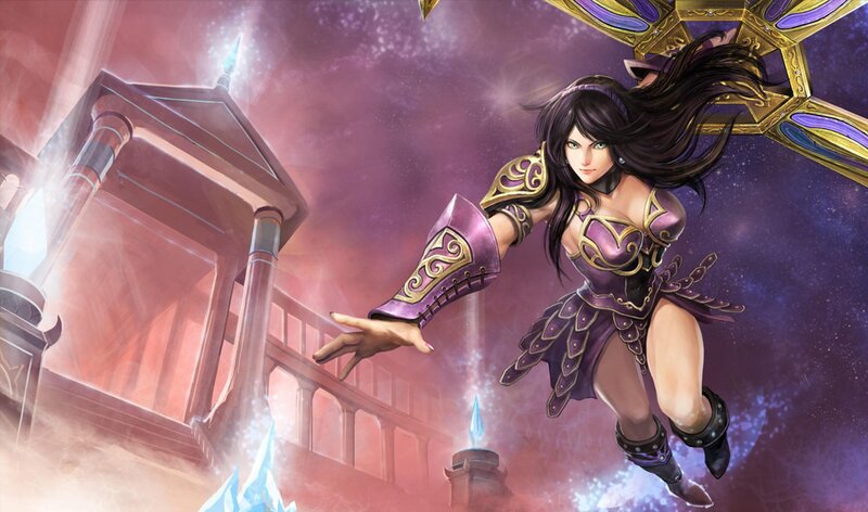 Female Warrior in Purple Armor — Dramatic, Night, Digital Art
