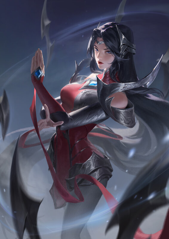 Female Warrior in Red and Black — Dramatic