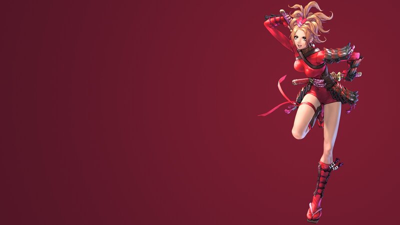 female warrior in red armor
